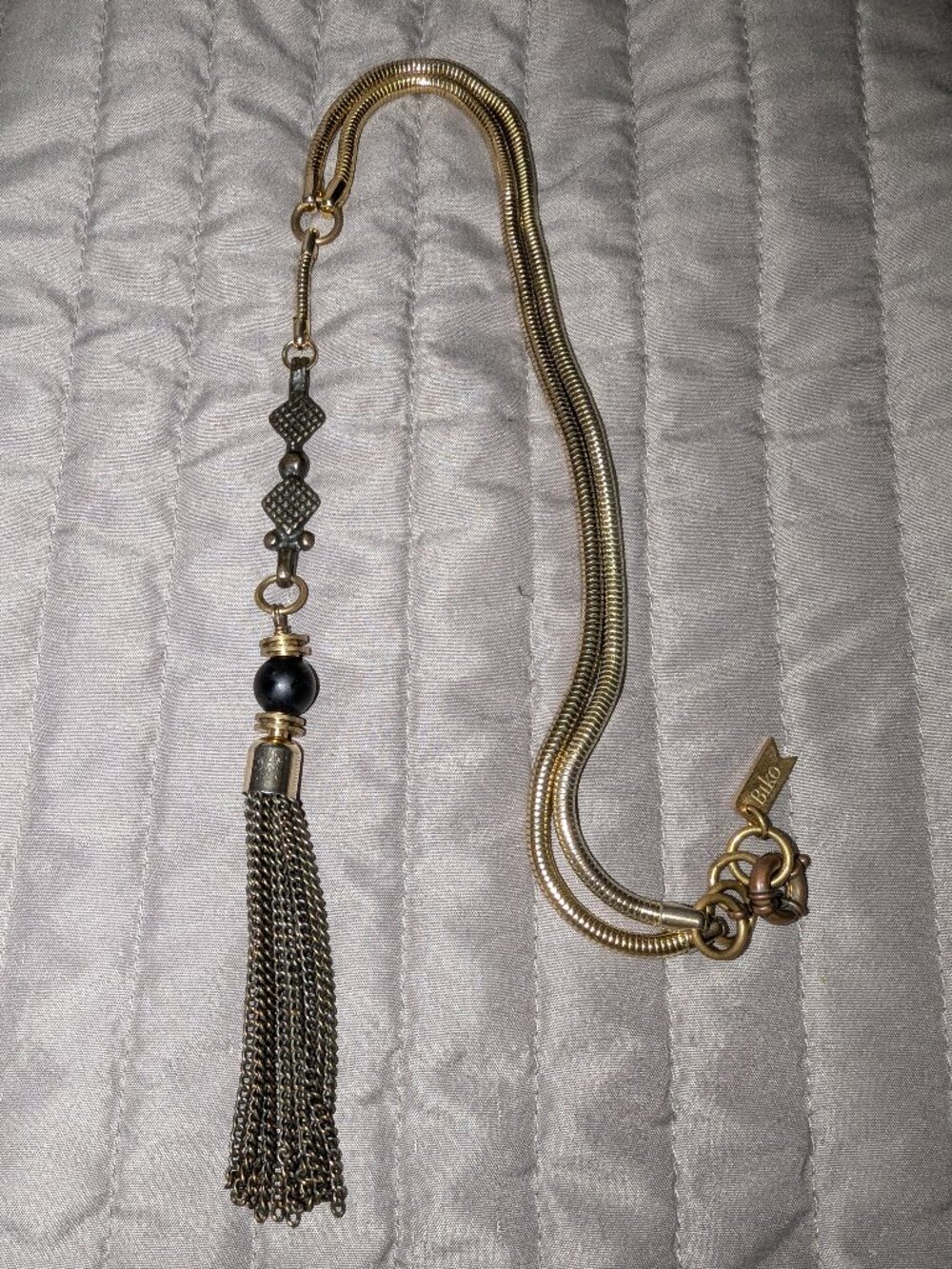 Biko Mixed Metal Chain Tassel Lariat Necklace 7218